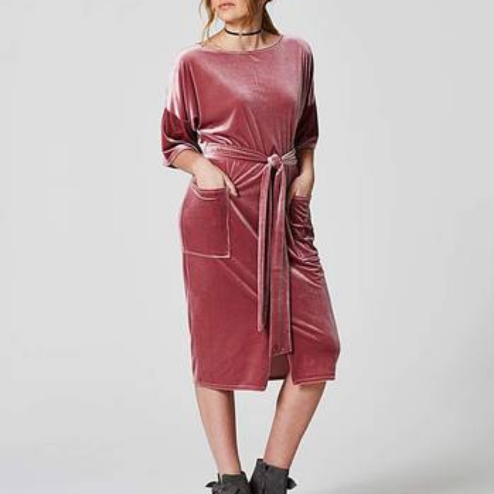 SimplyBe 16 Mauve Velvet Dress